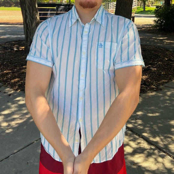 ORIGINAL PENGUIN MEN MUNSING WEAR COTTON SHEER BUTTON DOWN SHIRT FIT SEE THROUGH - Picture 3 of 16